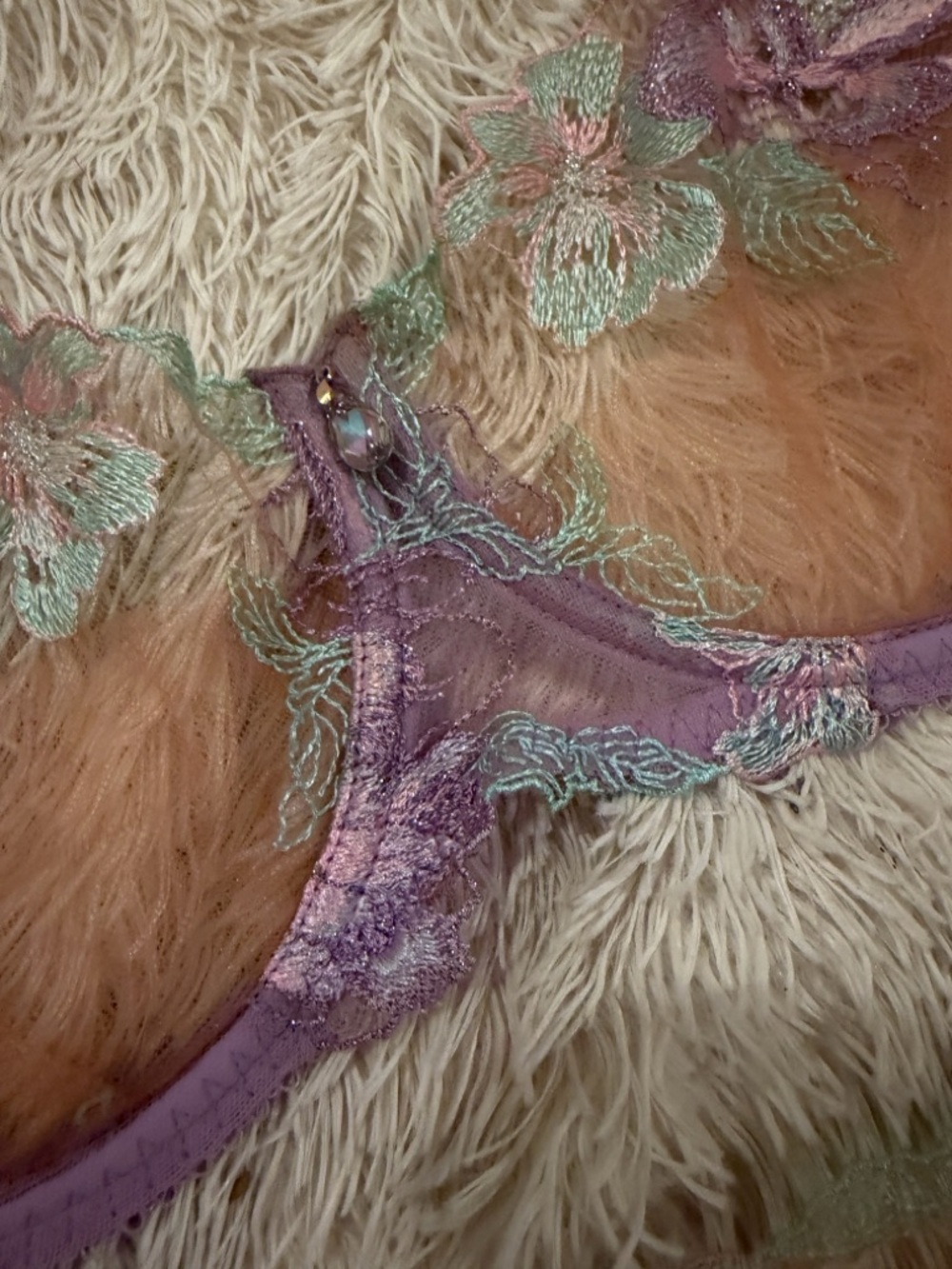 Honey Birdette Lavender Sheer Embroidered Bra & Brief Set - Picture 2 of 5